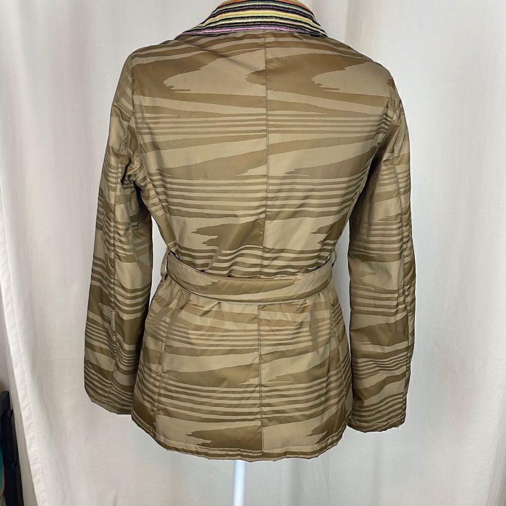 Sport Missoni Tan Wood Grain Printed Belted Lightweight Puffer Jacket sz 42 / US - Picture 2 of 12